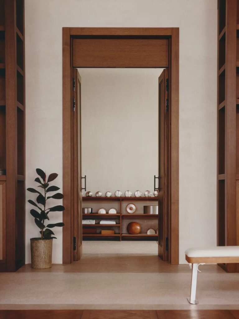 Zara Home Gym Collection featuring oak dumbbells in a residential interior.
