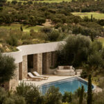 Villa with a private pool and planted roof at Mandarin Oriental, Costa Navarino, among olive groves.